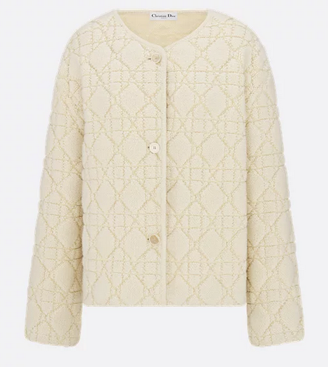 DiorAlps Cannage Jacket White Wool-Cashmere-Blend Knit